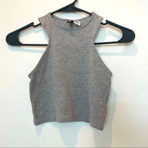 Gray Halter Sleeveless Basic Crop Top in XS